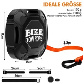 LEVVUE Tow Rope Bicycle Children, 2.5 m Bicycle Tow Rope Parents Child Pull Rope Load Capacity 120 kg, Portable and Universal Fit Tow Rope for Children MTB Bike