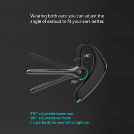 F910 Bluetooth Headset, Single-Ear Wireless Bluetooth V5.0+EDR Wrap Around Earpiece, with Noise Cancelling Microphone, Ear Hanging Design, Adjustable Angle