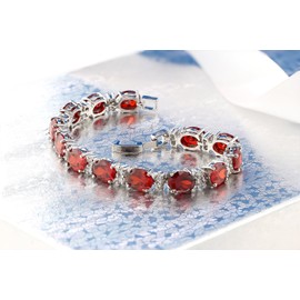 Gem Stone King 40.00 Cttw Red Color Cubic Zirconias CZ Tennis Bracelet for Women | 7 Inch