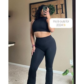 Aoxjox Flare Leggings for Women Trinity Tummy Control High Waisted Wide Leg Yoga Pants 33" (Black, Medium)