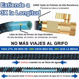 Lostrain Manguera De Jardín Extensible 15m 10 Modos De Pulverización