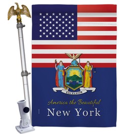 Americana Home & Garden US New York House Flag Eagle Set Regional States American Territories Republic Country Particular Area Decoration Banner Small Garden Yard Gift Double-Sided, Made in USA