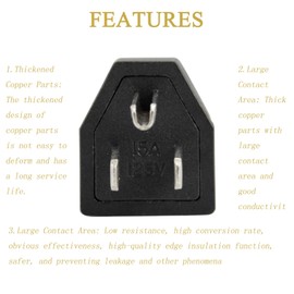 3 Prong Electric Plug Replacement 125V 15A 2Pole 3Wire Grounding Plug Male Extension Cord Straight Blade Plug 3 Pack (Male Plug)