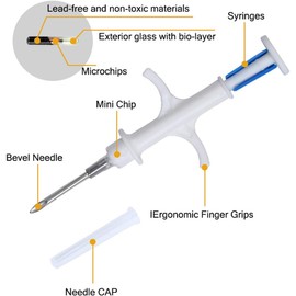 JZLHGOFYTD Pet Microchip 134.2KHz FDX-B ISO11784/11785 Universal Standard Animal Implant Chip Pet ID Microchip for Pets Horses Cows Pigs (2.12X12mm 100pack)