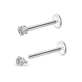 Moissanite Lip Stud for Women - 16G Titanium Alloy Lip Ring Studs Moissanite Diamond Flat Back Internal Threaded Piercing Helix Jewelry 8mm/10mm/12mm, extra large, Titanium, no gemstone