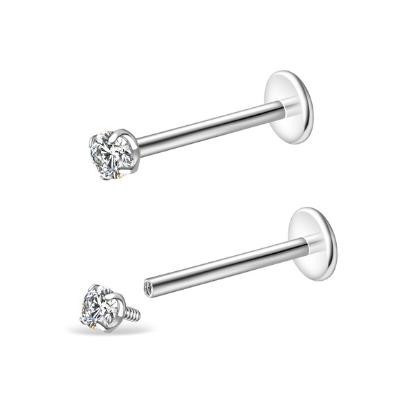 Moissanite Lip Stud for Women - 16G Titanium Alloy Lip