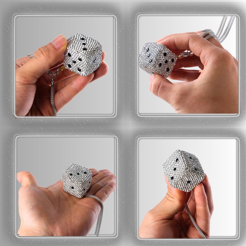 MOTOFITOOL Creative Hanging Dice with Dots Car Rearview Mirror Charm,