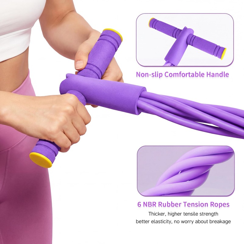 Tongtonglovely Pedal Puller Resistance Rope, Purple, Silicone, 25 Pounds Tension,