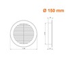Air Ventilation Plastic Grill Cover Ø150mm/Gray