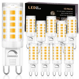 winshine 10 Pack Dimmable G9 LED Light Bulb 3000K Warm White, 4W G9 Base Chandelier Light Bulb Soft White, T4 40Watt Halogen Replacement G9 Bi Pin Base, CRI85 120V 360° Beam Angle
