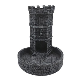 Baoblaze Castle Dice Tower Tabletop Roleplaying Game Resin Random Accessory for Board Games Dice Rolling Tower for Birthday Gift Gamer, Black Grey