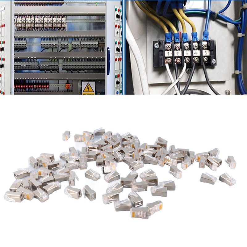 100Pcs CAT6 RJ45 Metal Shielded Connector Safe Reliable Net Shielded
