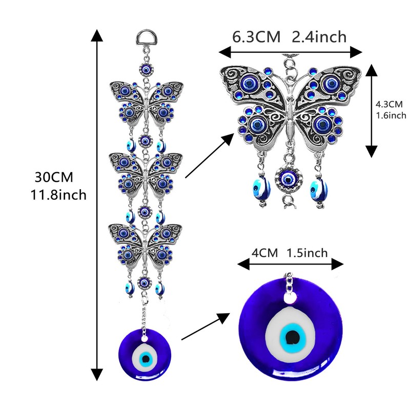 Turkish Blue Evil Eye Butterfly Wall Hanging Decoration Ornament (3