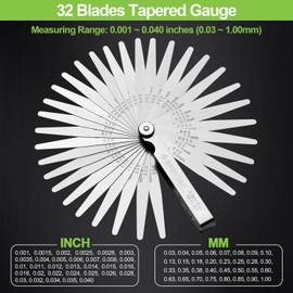 Spurtar Spurtar Feeler Gauges Set, 32 Blades Tapered and 16 Blades Offset Feeler Gauge Set Stainless Steel, Dual Marked SAE and Metric Feeler Gauge for Spark Plug, Valve, Piston, Guitar