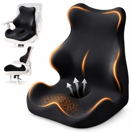 Ergonomic Memory Foam Seat Cushion for Office Chairs – Full Back Support and Tailbone Comfort for Long Sitting Hours