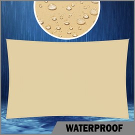 ShadeMart 14' x 14' Beige Square Waterproof Sun Shade Sail Canopy Awning, 95% UV Blockage & Water Resistant smTADS14, Outdoor Backyard Patio Garden Carport - We Make Custom Size