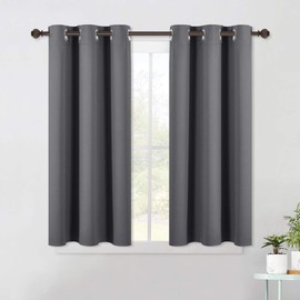 NICETOWN Grey Blackout Curtain Panels for Bedroom, Thermal Insulated Grommet Top Blackout Draperies and Drapes (2 Panels, W42 x L45 -Inch, Grey)