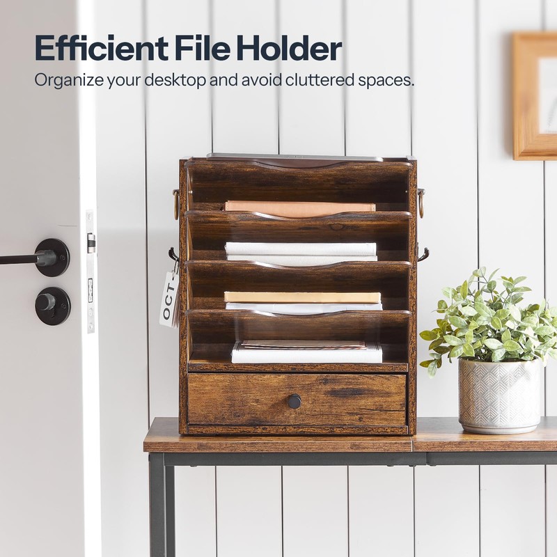 HOOBRO Wall File Organizer, Mail Organizer Wall Mounted, Wooden Literature