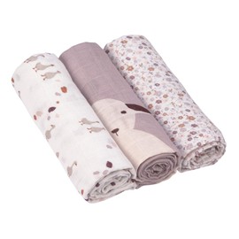 Lässig Baby Burp Cloth, Muslin Made from Bamboo Fibre and Cotton; Soft Breathable (pack of 3, 80 x 80 cm)/Heavenly Soft Swaddle L