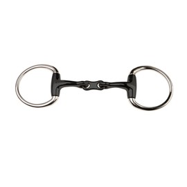 JP Korsteel Sweet Iron French Link Eggbutt Snaffle Bit 5 1/2 Inch Grey, black