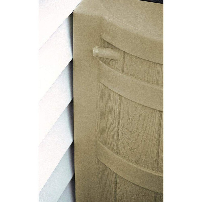 50 Gallon Plastic Rain Barrel Water Collector - Khaki