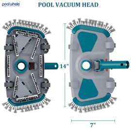 Updated Weighted Rectangle Pool Vacuum Head with Side Nylon Bristles, Swivel Hose Connection - Connect 1-1/4", 1-1/2" Hose for Inground & Above Ground Pools