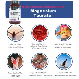 Natural Magnesium Taurate 500mg Premium Quality Ideal Strength 100 Vegan Capsules Highest Bioavailability