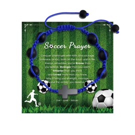 GBTBYS Soccer Gifts, Soccer Cross Bracelets Accessories Stuff for Son Grandson Friend Gift Ideas Blue