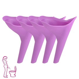 Set 4 - Orinal Femenino, Embudo Femenino para Orinar Camping, Dipositivo Orina Mujer Embudo De Silicona para Orinar Urinario Femenino,Accesorios de Camping, Actividades al Aire Libre(Morado)