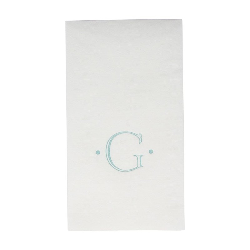 Caspari Antique Robin's Egg Single Initial Guest Towel Napkins in