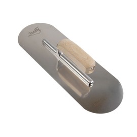 Toolty Heavy Duty Stainless Steel Pool Trowel - Concrete Finishing Trowel - Fully Rounded - 380mm - 15" - Wooden Handle - DIY - TLTY-5517