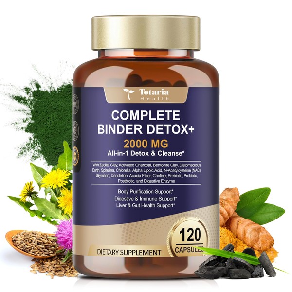 2000MG Complete Binder Detox+ Activated Charcoal, Zeolite, Bentonite Clay, NAC,