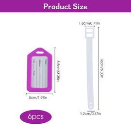 Pack of 6 Luggage Tags, Name Tags, Address Tag, Suitcase Tag in Various Colours, Made of Flexible Plastic for Labelling