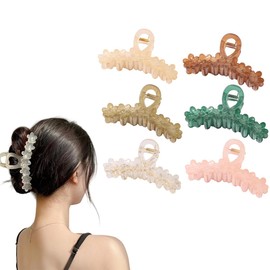 Traziewell Hair Clip Flower Large Hair Clips 6 Pieces Non-Slip Hair Clip Plastic Hair Clips Women for Thick Hair Hair Styling Accessories for Women and Girls 1708