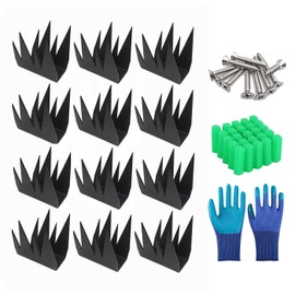 MOGUOBIN Intruder Deterrent Fence Wall Spikes,(12 pc)Security Fence Spikes,Outdoor Anti Climb Spike Repellent Thief Cat Bird,Deterrent Spikes for Railing Roof Garden Security,Fence or Wall Decoration