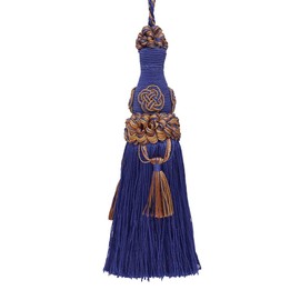 Elegant 6" (15cm) Key Tassel, 4" (10cm) Loop accented with Rosette and Tassels (Style# BKT) Navy Beige Blue Multicolor #5817 (Navy Blue, Royal Blue, Golden Beige) Sold Individually