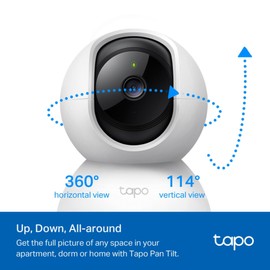 Tapo Pan/Tilt Smart Security Indoor Camera, Baby Monitor, CCTV, 360° Rotational Views, Works with Alexa&Google Home, 1080p, 2-Way Audio, Night Vision, SD Storage, Device Sharing, 2pack (Tapo C200P2)