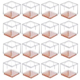 ColorfylCoco Chair Leg Cap, Clear, Square Shape, Square Shape, Set of 16, Outer Diameter 1.2 - 1.4 inches (30 - 35 mm), Chair Leg Cover, Leg Cover, Noise, Floor, Scratch-Resistant, Anti-Slip, Felt