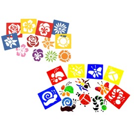 Washable Plastic Stencils | Flowers & Bugs | Pack of 12 Stencils
