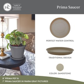 The HC Companies Round Prima Flower Pot Saucers - Plastic Plant Saucer for Outdoors & Indoors - Traditional Plant Pot Trays for Water Drainage -Durable Plant Tray (14-inch Sandstone, Pack of 2)