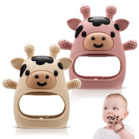 2 Pack Juguetes de Dentición para Bebés 0-6 6-12 Meses, Guantes de Dentición Anti-Caída Ajustables, Juguetes de Masticación de Silicona de Grado Alimentario para Bebés, Mordedores para Recién Nacidos