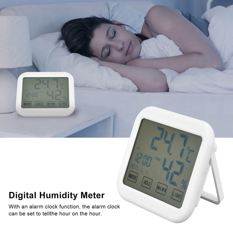 Digital Thermometer Smart Touch Settings Alarm Clock Function Temperature Humidity