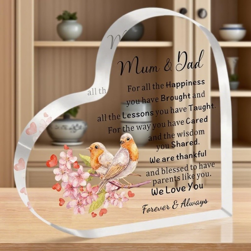 Mum And Dad Gifts For Wedding Anniversary Love Heart Acrylic