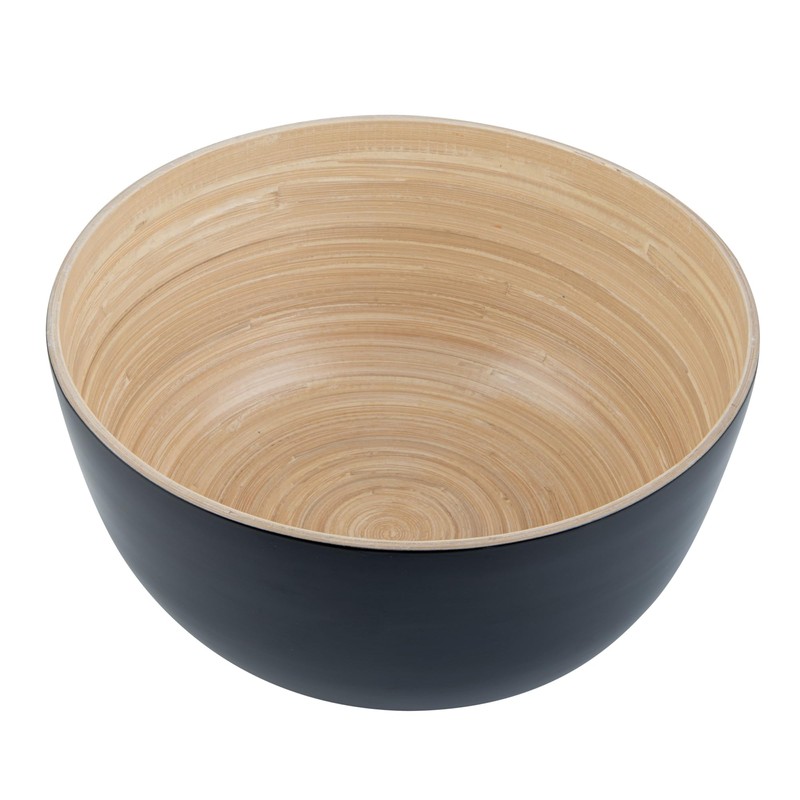 Restaurantware Bambuddha 30 oz Round Black Spun Bamboo Large Salad