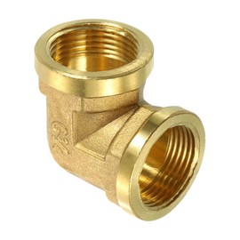 uxcell G 3/4 Inch Female x G 3/4 Inch Female 90 Degree Elbow, Brass L Right Angle Pipe Fitting, Connector for Fluid, Gas, Fuel, Oil, 43x43mm