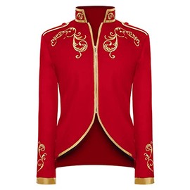 FYMNSI Men's Prince Costume Blazer Gothic Steampunk Tailcoat Men's Tuxedo Festive Suit Medieval Victorian Retro Jacket, red