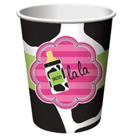 8-Count 9-Ounce Hot/Cold Beverage Cups, Baby Girl Cow Print
