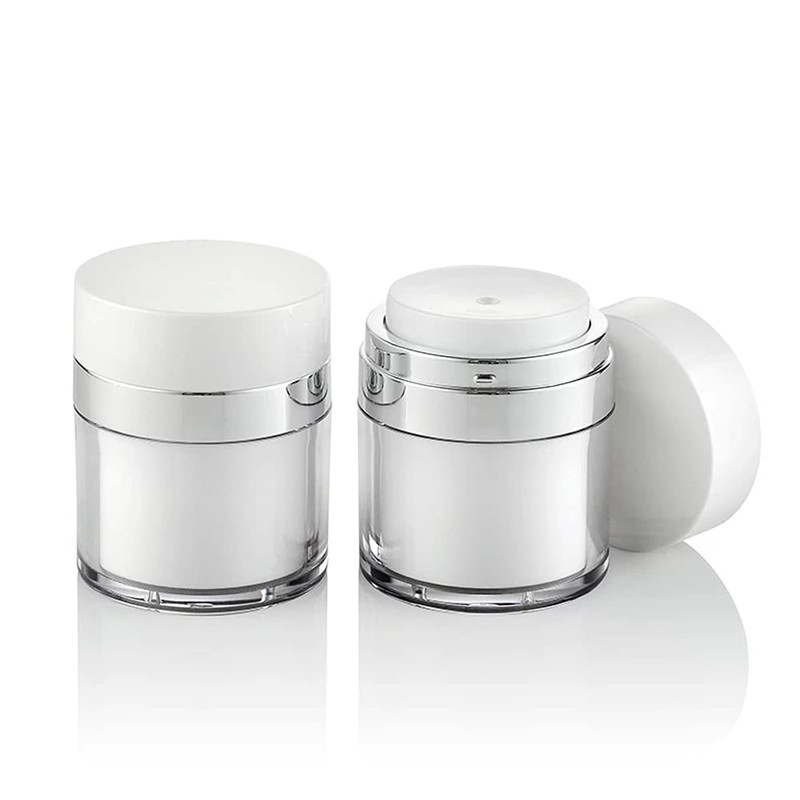 Furnido 2 Pack 1.7 oz Refillable Airless Pump Jars With
