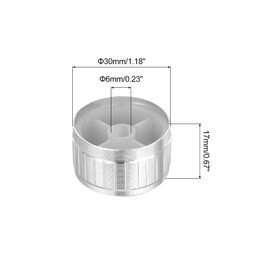 MECCANIXITY Potentiometer Control Knob 6mm D Type Shaft Electric Guitar Power Amplifiers Stereos, Bass 180 Degrees 6x30x17mm Aluminum Plastic Knobs Silver 5PCS