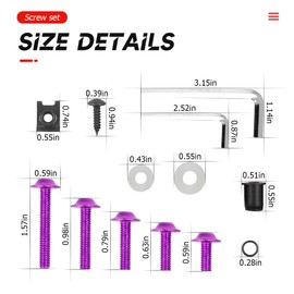 Motorcycle Fairing Bolt Kit, 177pcs M5 M6 Motorcycle Windscreen Screws, Aluminum Fasteners Fairing Bolts Nut Clips Kit, Mounting Kits Washers Nuts Screws Assortment for Sport Bikes (Purple)